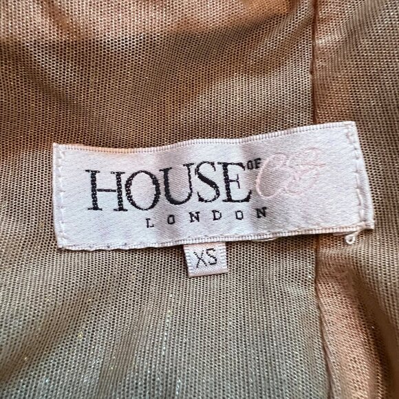 Gold Halter Plunge Metallic Jumpsuit By House Of CB London XS - Picture 2 of 16